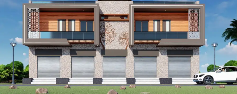 modern house with shop attached